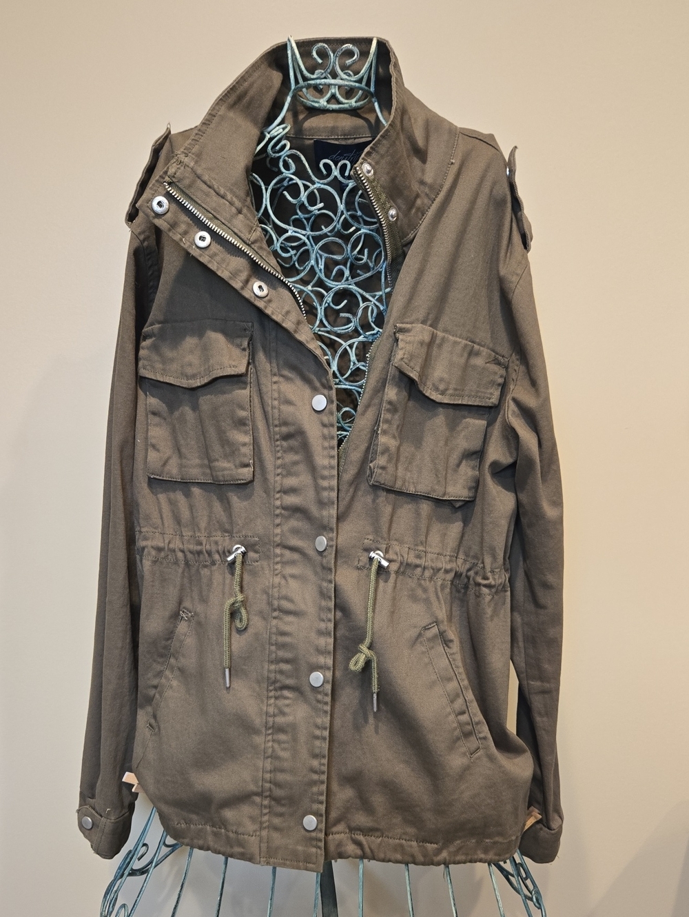 Daytrip Olive Green Utility Jacket with Drawstring Waist